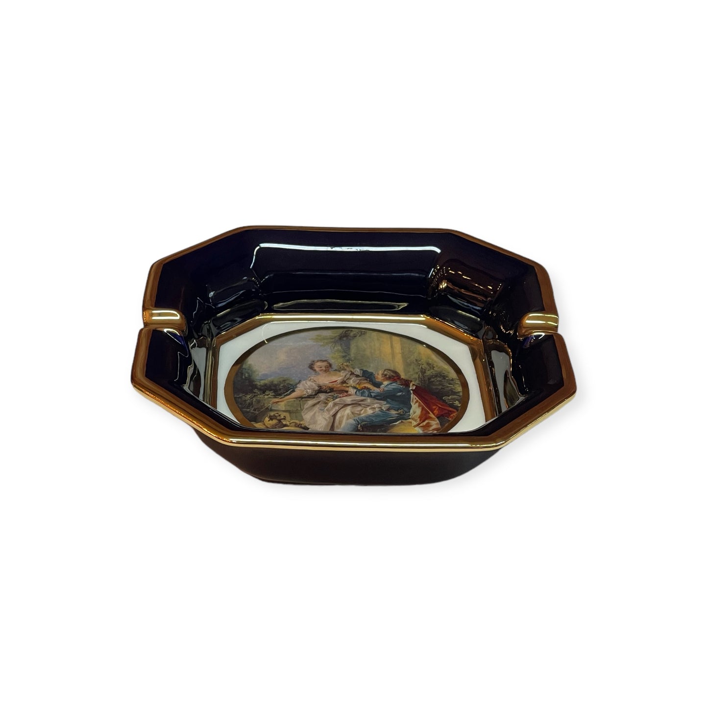 BC Limoge - Large Square Ashtray - Romeo&Juliet - Blue&Gold - 5x20 cm