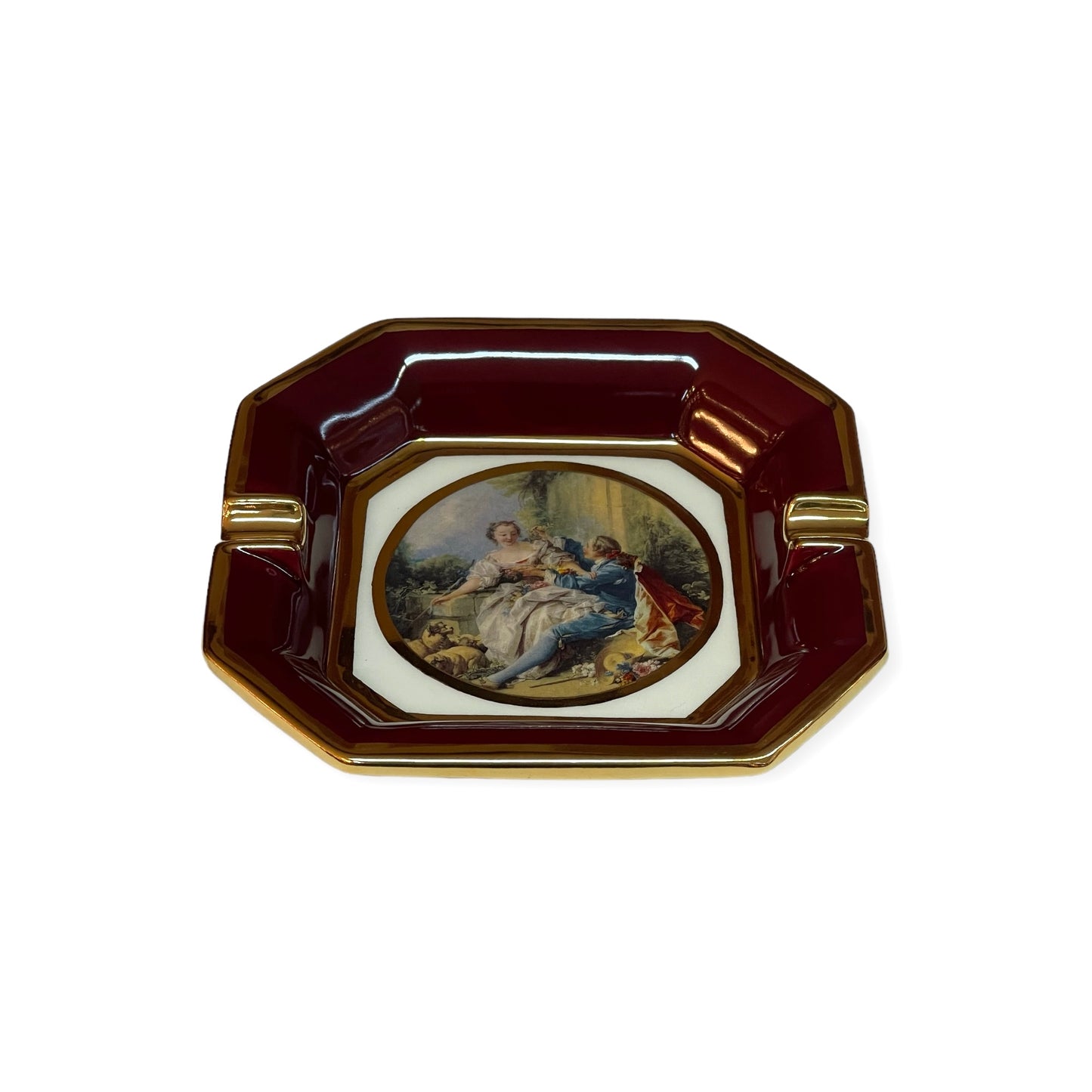 BC Limoge - Small Square Ashtray - Romeo&Juliet - Red&Gold - 3x16 cm