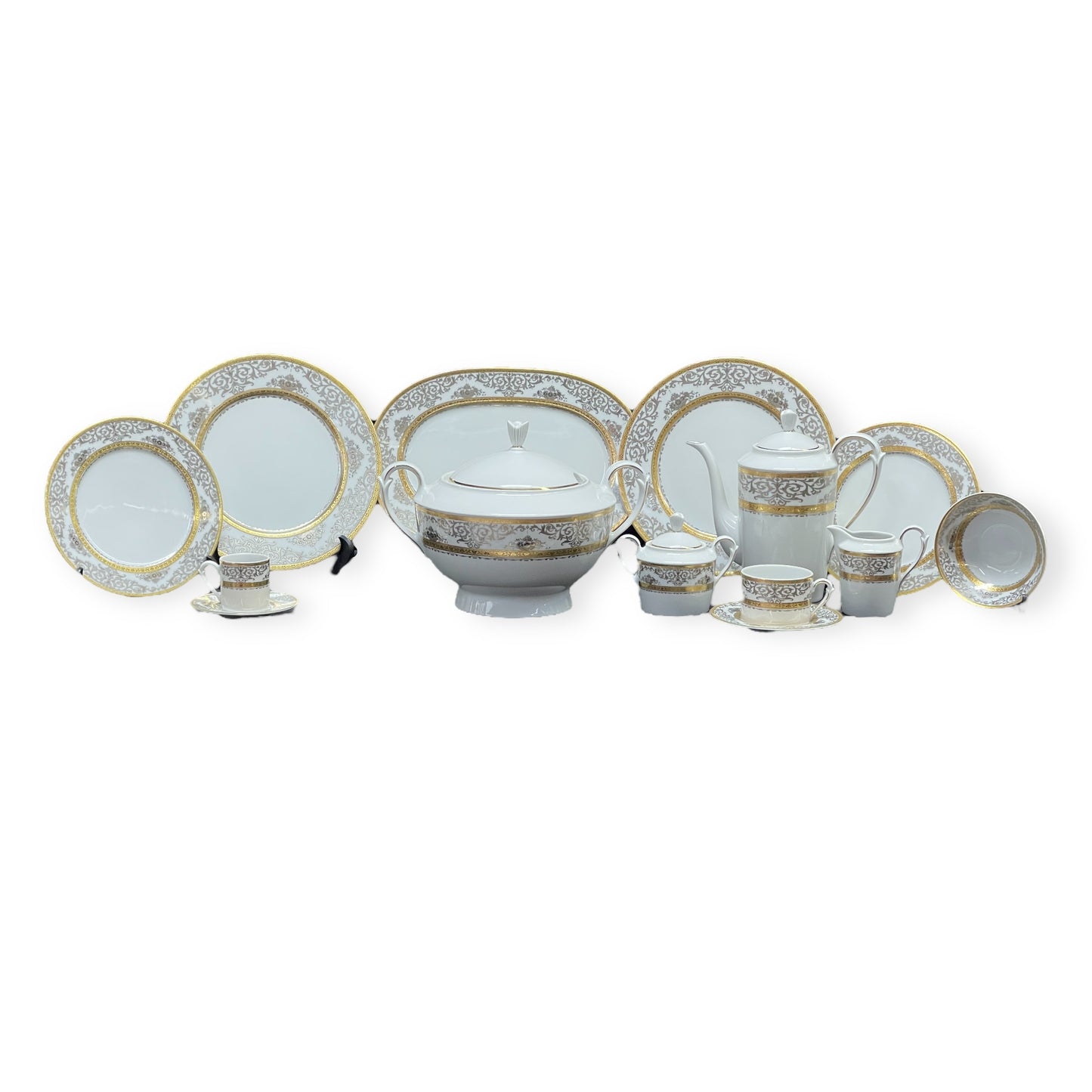 Falkenporzellan - Dinner Set 129  Pcs - Silver&Gold