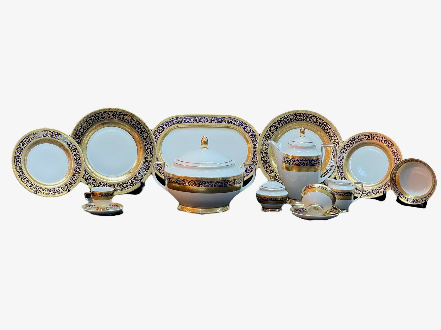 Falkenporzellan - Dinner Set 112  Pcs - Blue&Gold