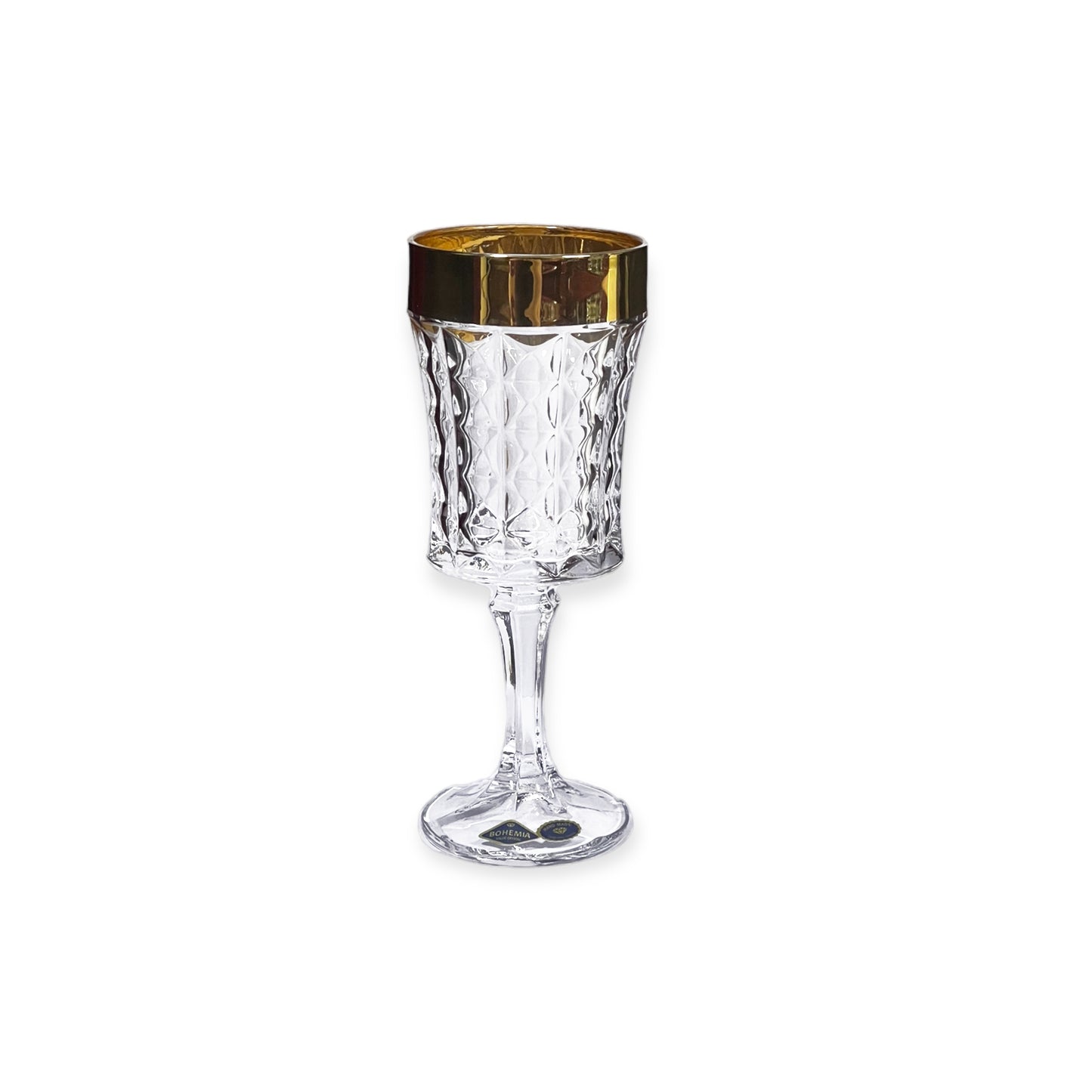 Bohemia Crystal - Diamond Glass Set 7 Pcs - Gold