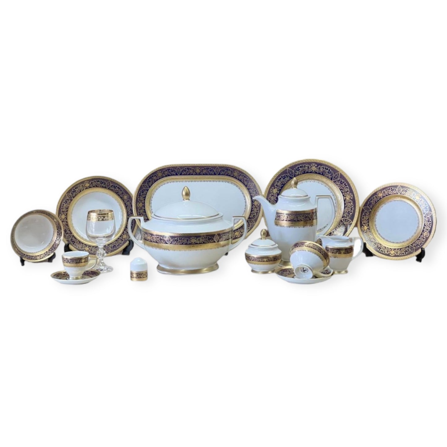 Falkenporzellan - Dinner Set 112  Pcs - Blue&Gold