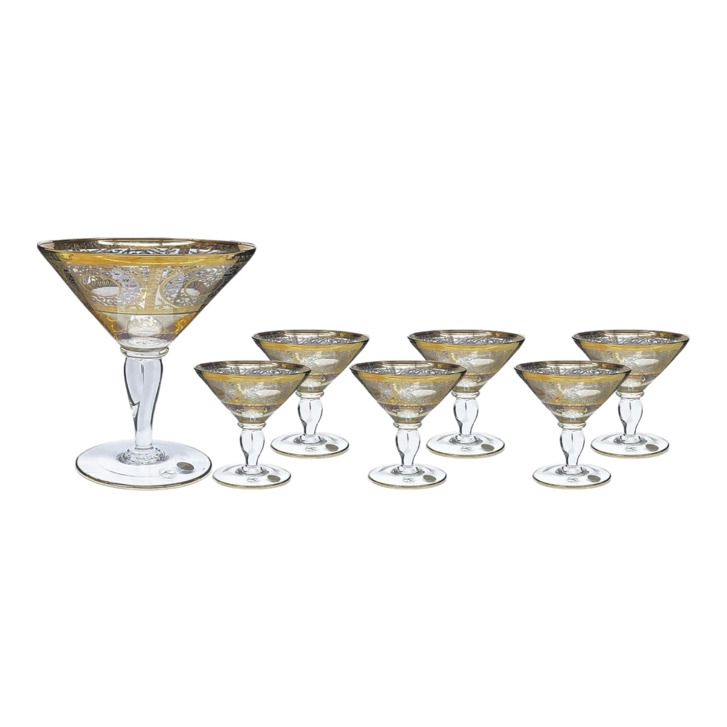 Italian Crystal - Bowl Set 7 Pcs - Gold