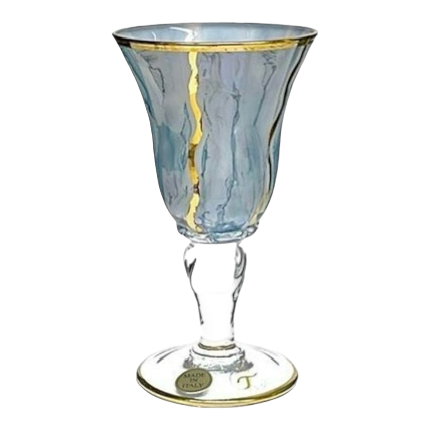 Italian Crystal - Goblet Glass Set 6 Pcs - Blue&Gold