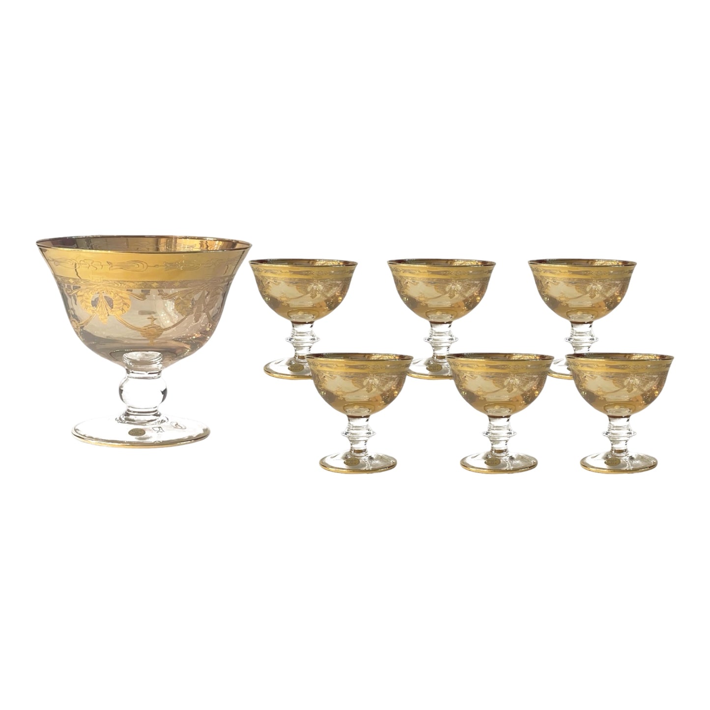 Italian Crystal - Bowl Set 7 Pcs - Gold