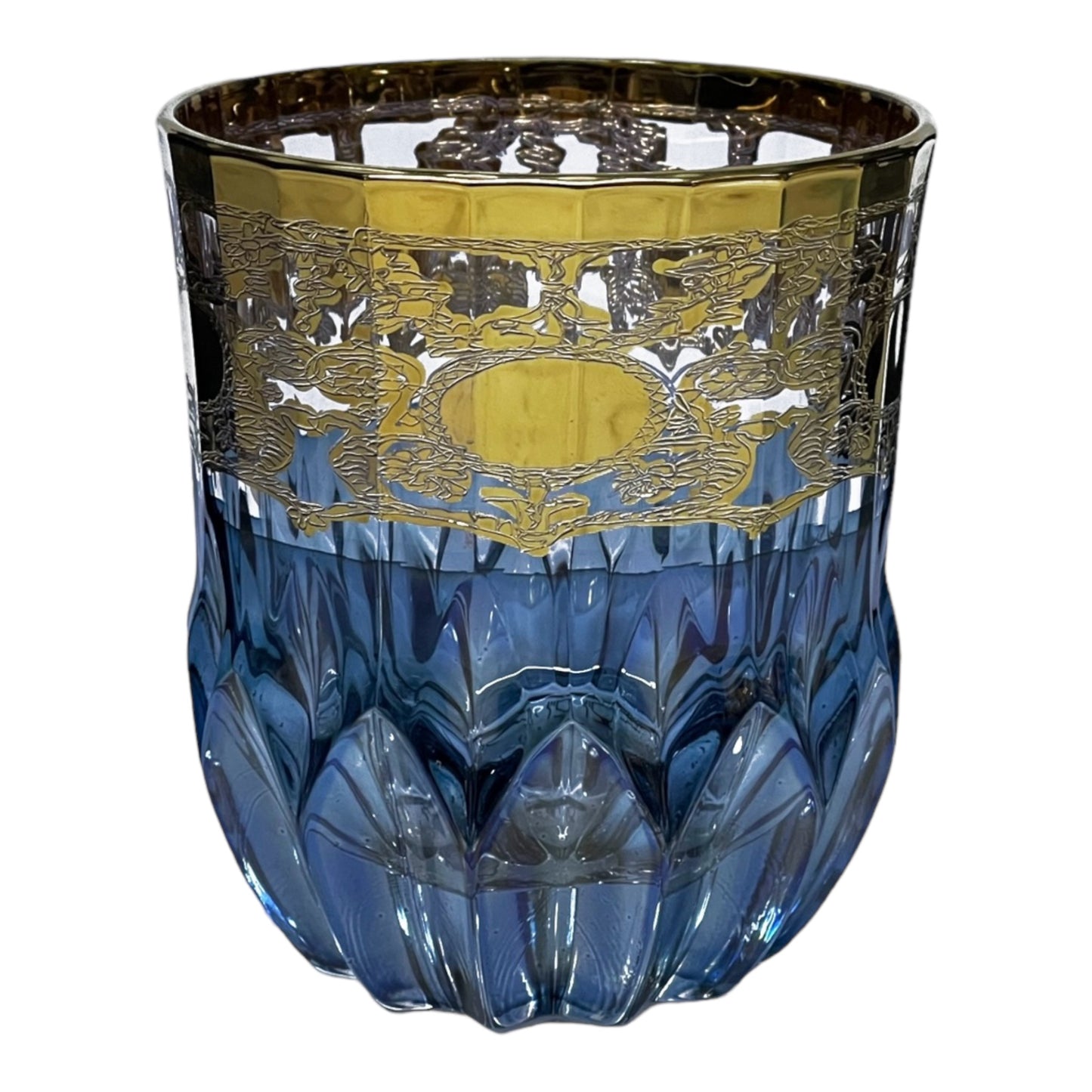 Italian Crystal - Tumbler Glass Set 6 Pcs - Blue&Gold