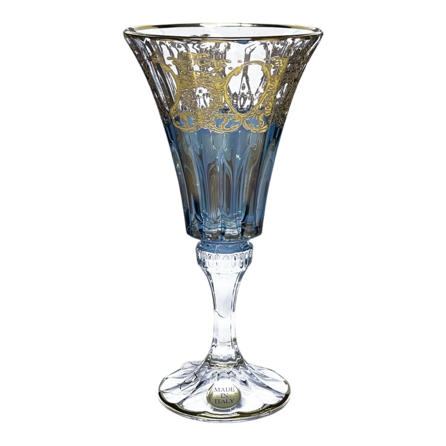 Italian Crystal - Goblet Glass Set 6 Pcs - Blue&Gold