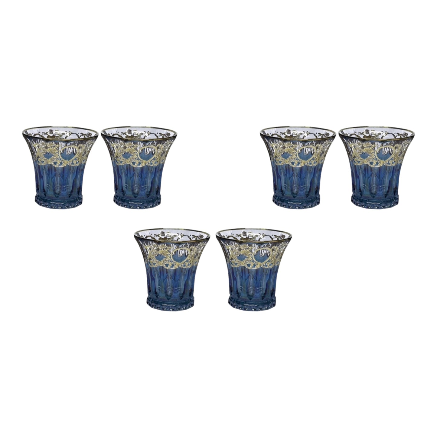 Italian Crystal - Tumbler Glass Set 6 Pcs - Blue&Gold