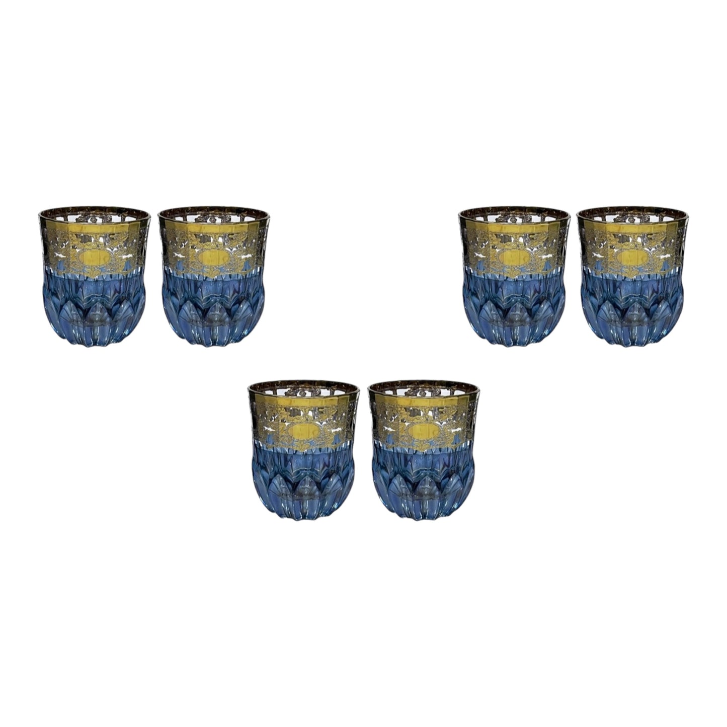 Italian Crystal - Tumbler Glass Set 6 Pcs - Blue&Gold