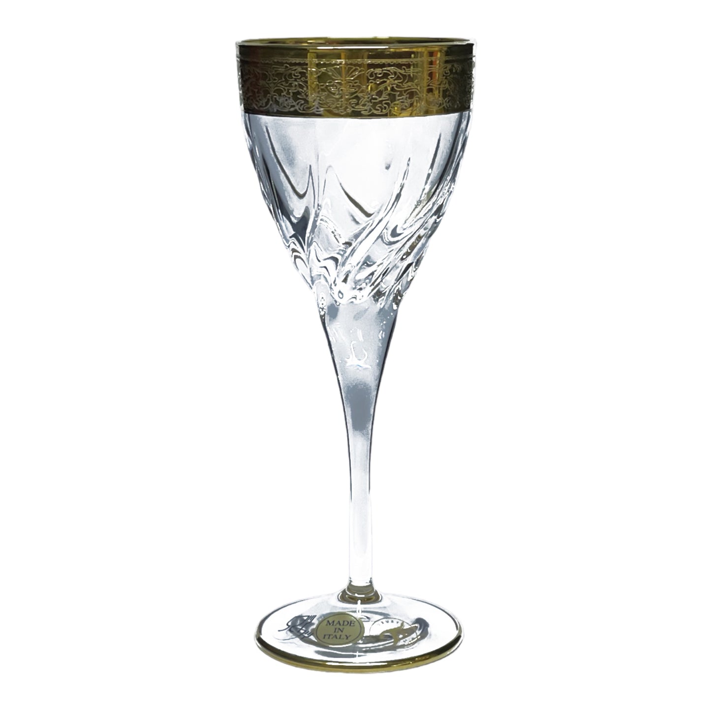 Italian Crystal - Goblet Glass Set 6 Pcs - Gold