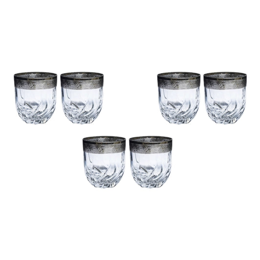 Italian Crystal - Tumbler Glass Set 6 Pcs - Silver