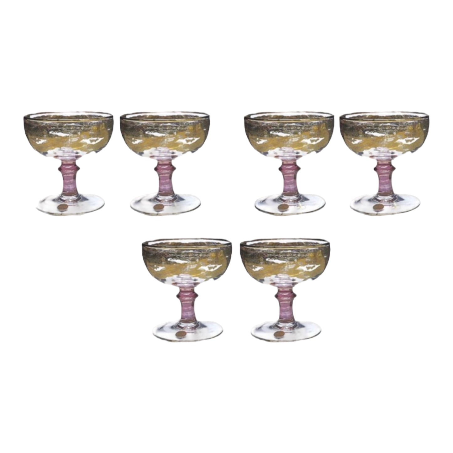 Italian Crystal - Bowl Set 6 Pcs - Rose&Gold