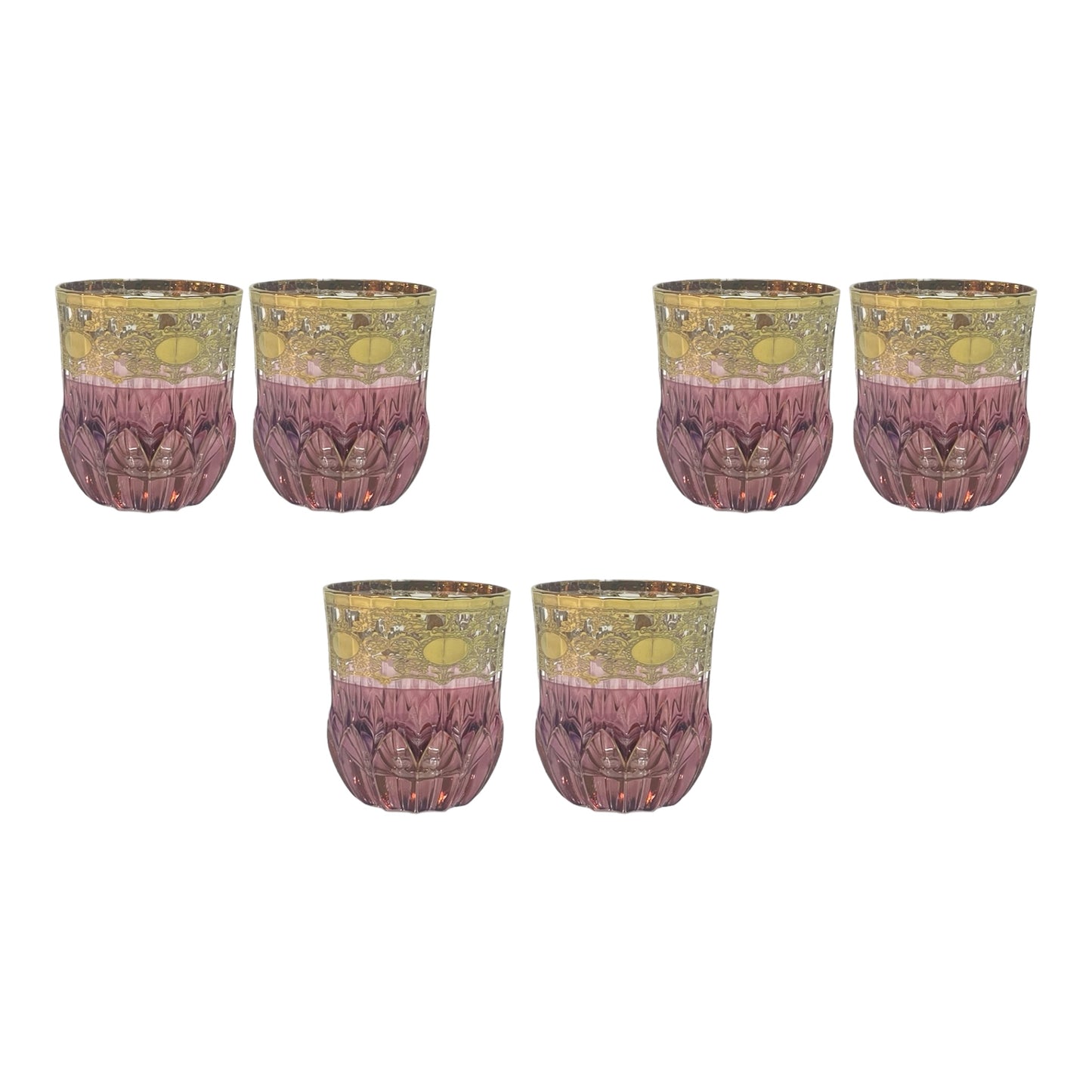 Italian Crystal - Tumbler Glass Set 6 Pcs - Rose&Gold