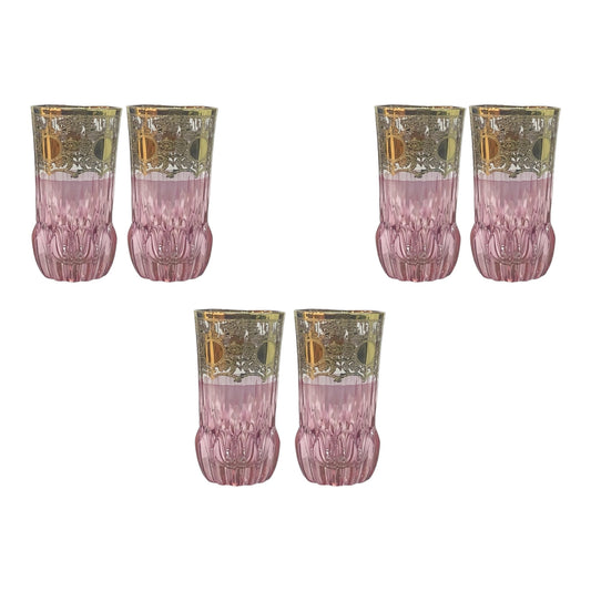 Italian Crystal -  Highball Glass Set 6 Pcs - Rose&Gold