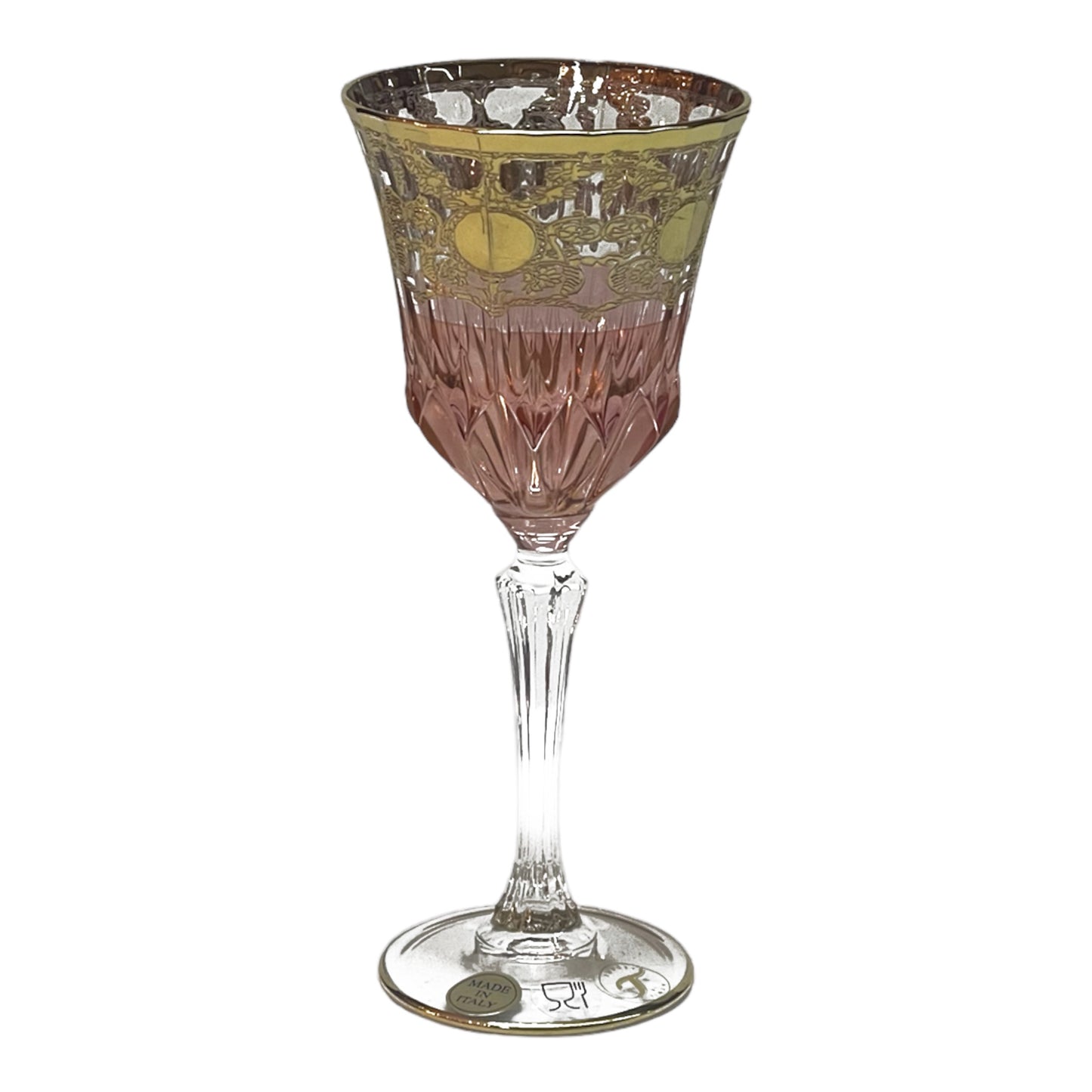 Italian Crystal - Goblet Glass Set 6 Pcs - Rose&Gold