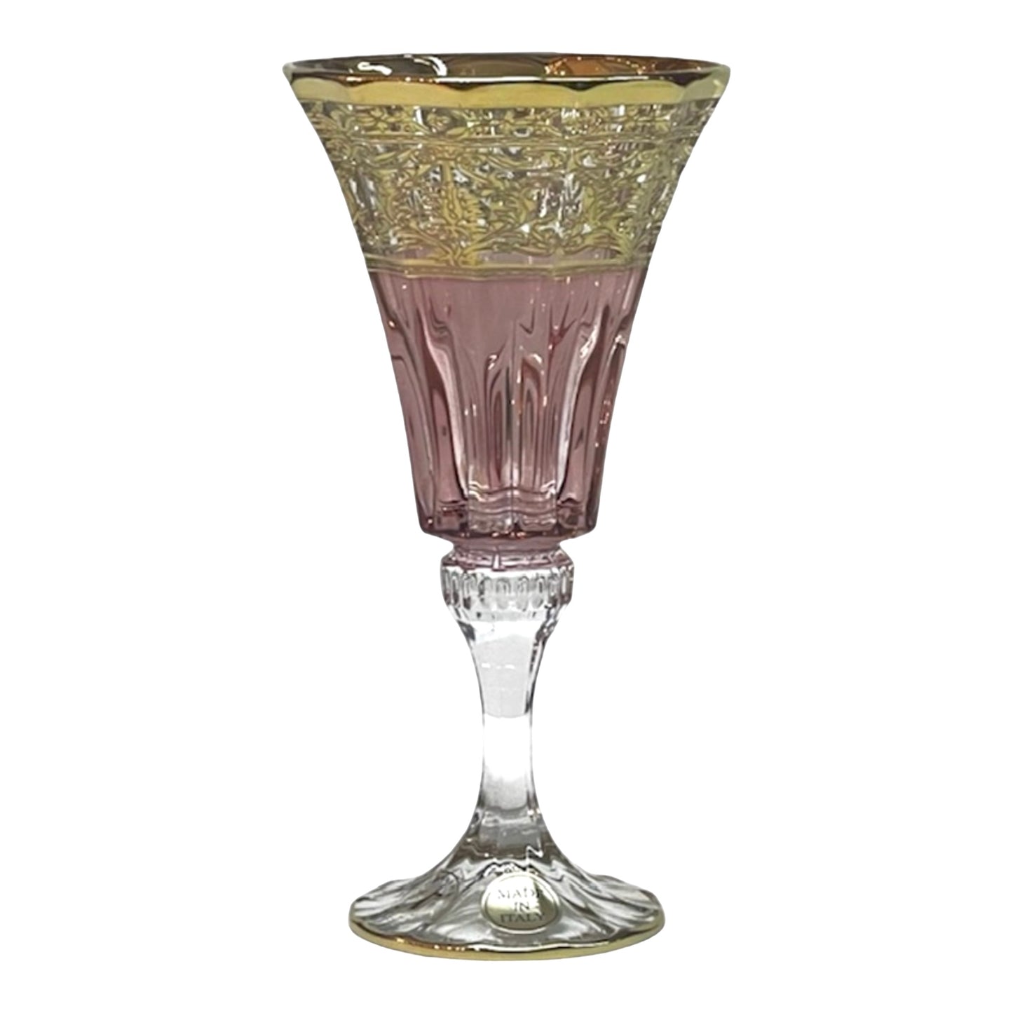 Italian Crystal - Goblet Glass Set 6 Pcs - Rose&Gold