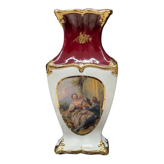 BC Limoge - Square Vase - Romeo&Juliet - Red&Gold - 39x19 cm