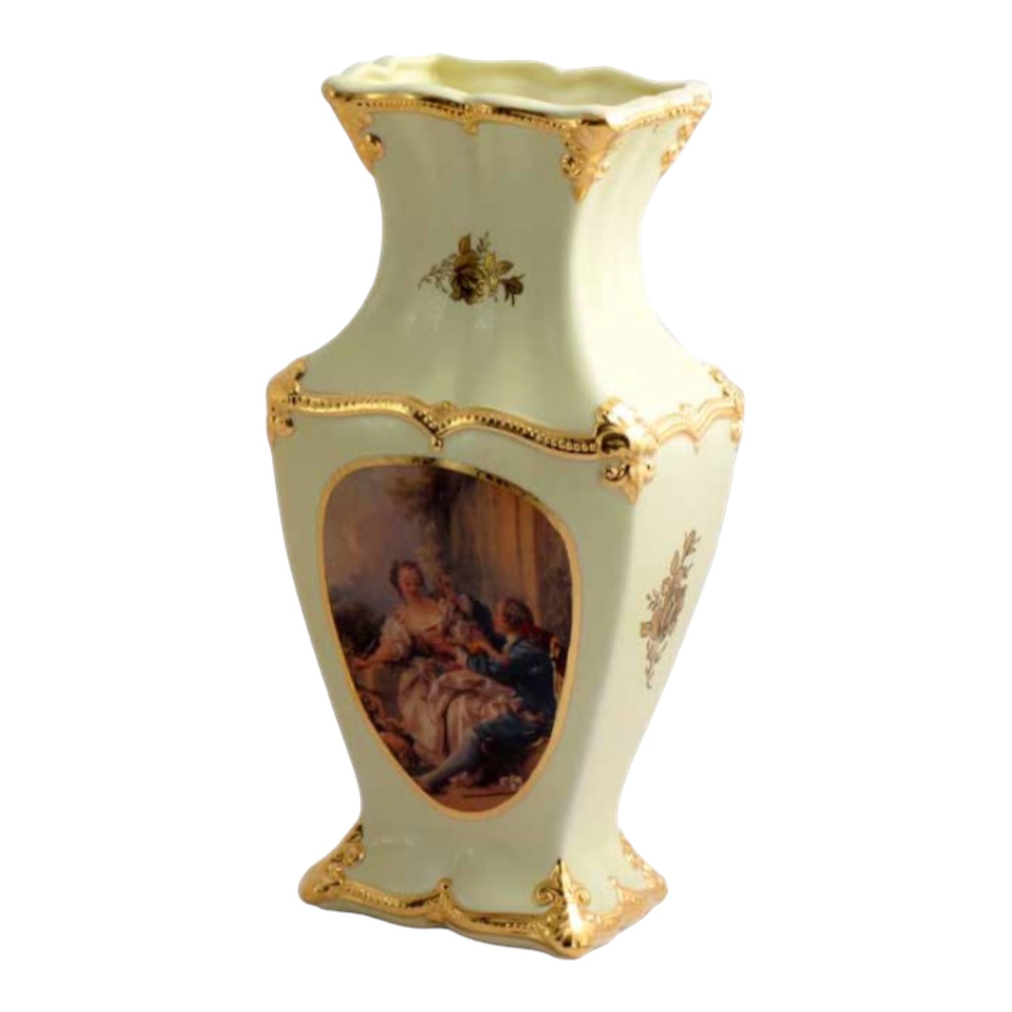 BC Limoge - Square Vase - Romeo&Juliet - Beige&Gold - 39x19 cm