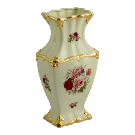 BC Limoge - Square Vase - Flowers - Beige&Gold - 39x19 cm