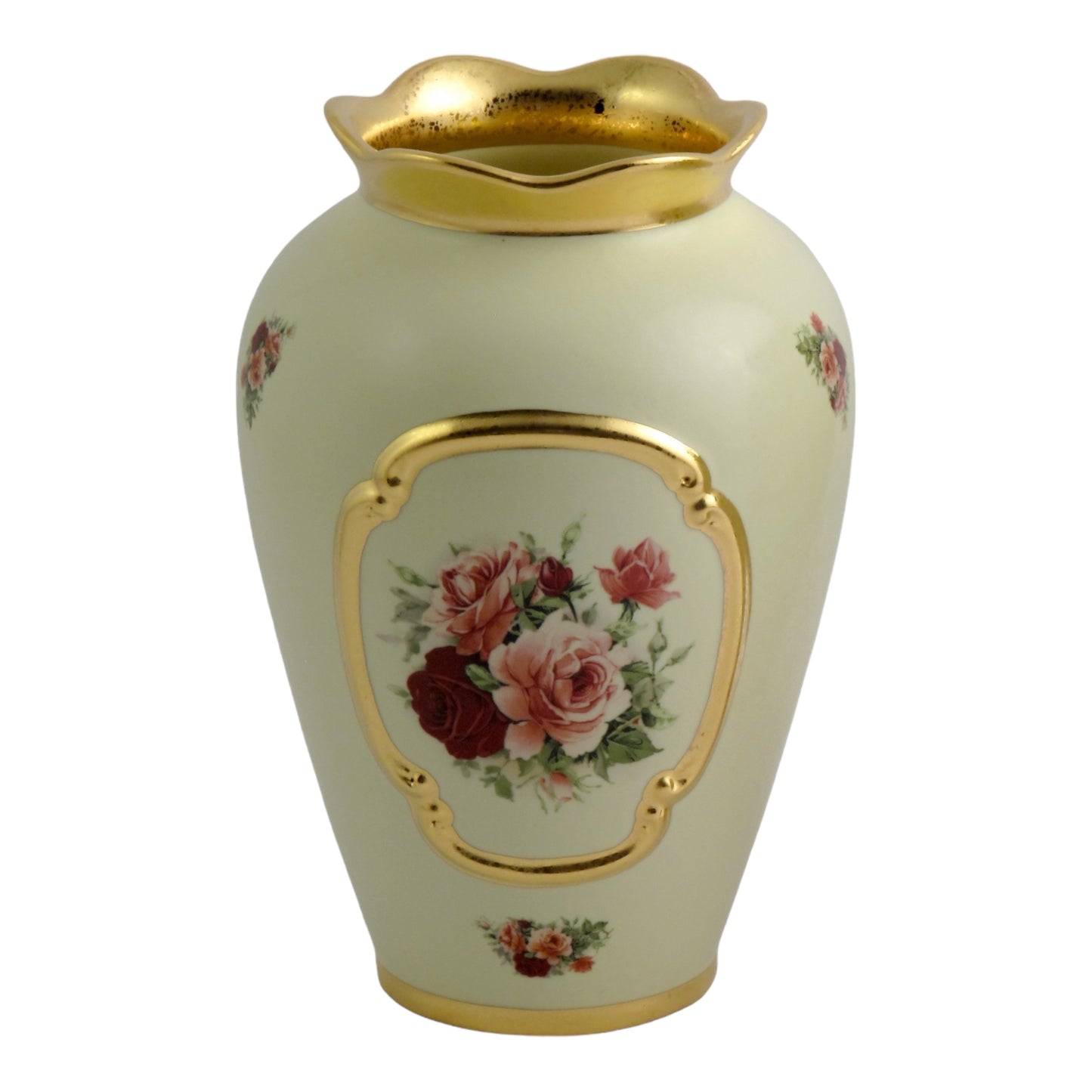 BC Limoge - Vase - Flowers - Beige&Gold - 28x17 cm