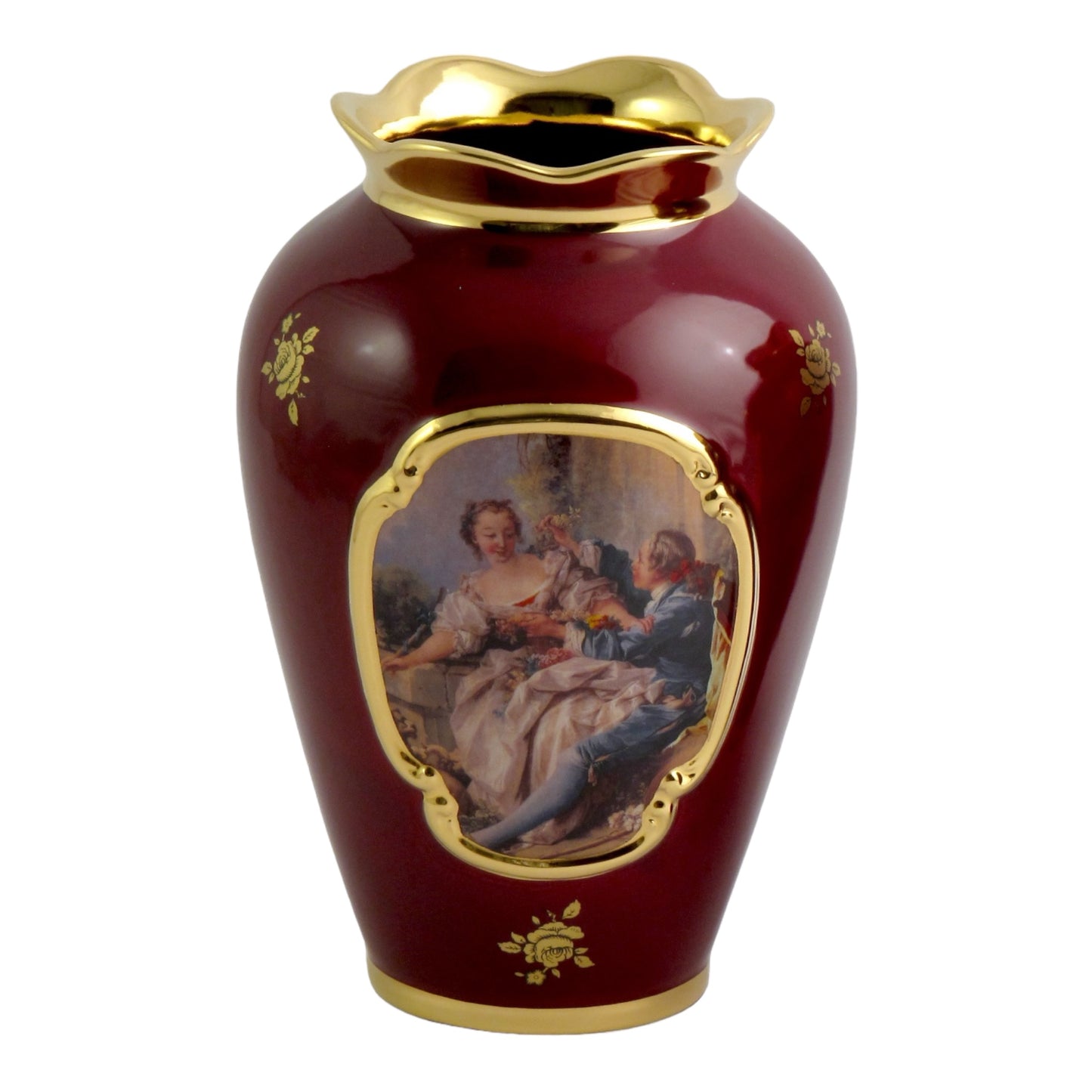 BC Limoge - Vase - Romeo&Juliet - Red&Gold - 28x17 cm