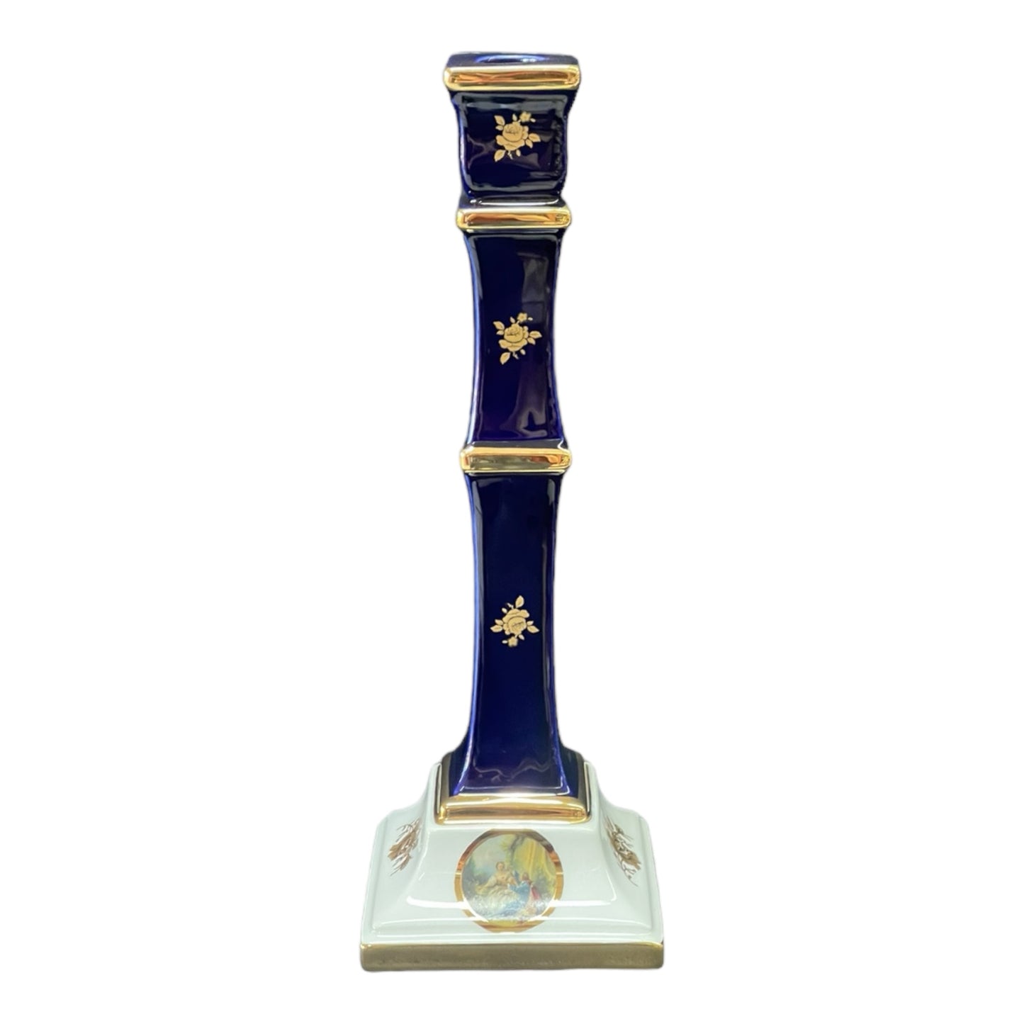 BC Limoge - Candle Holder - Romeo&Juliet - Blue&Gold - 37x13 cm