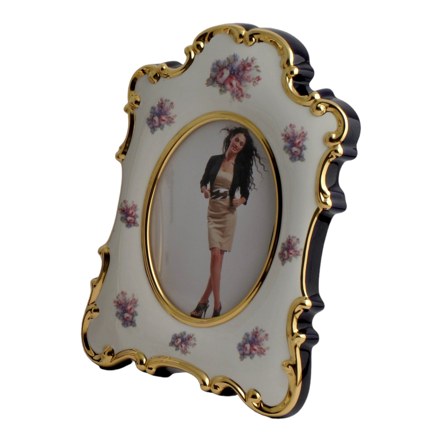 BC Limoge - Frame - Flowers - Blue&Gold - 40x28 cm