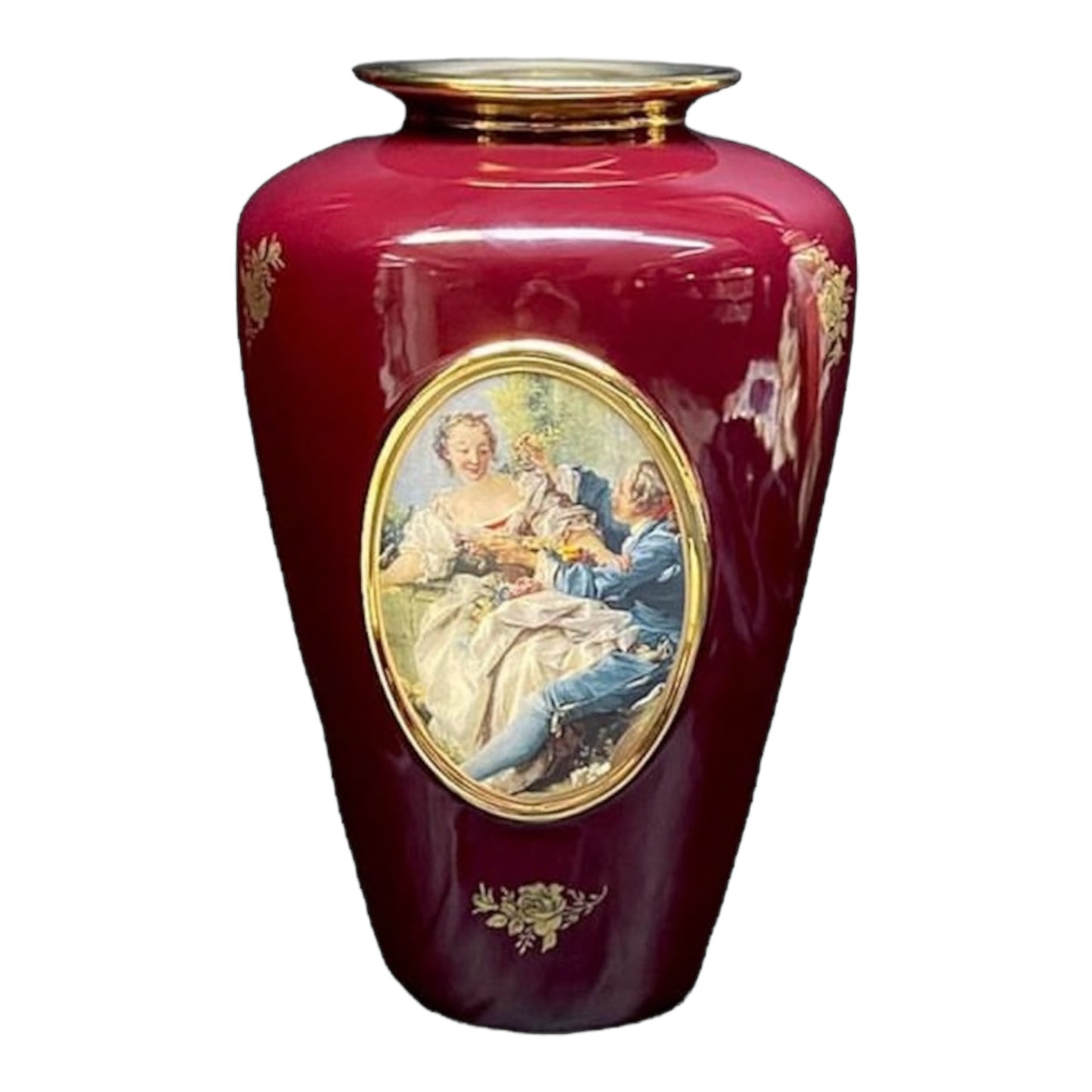 BC Limoge - Large Vase - Romeo&Juliet- Red&Gold - 37x21 cm