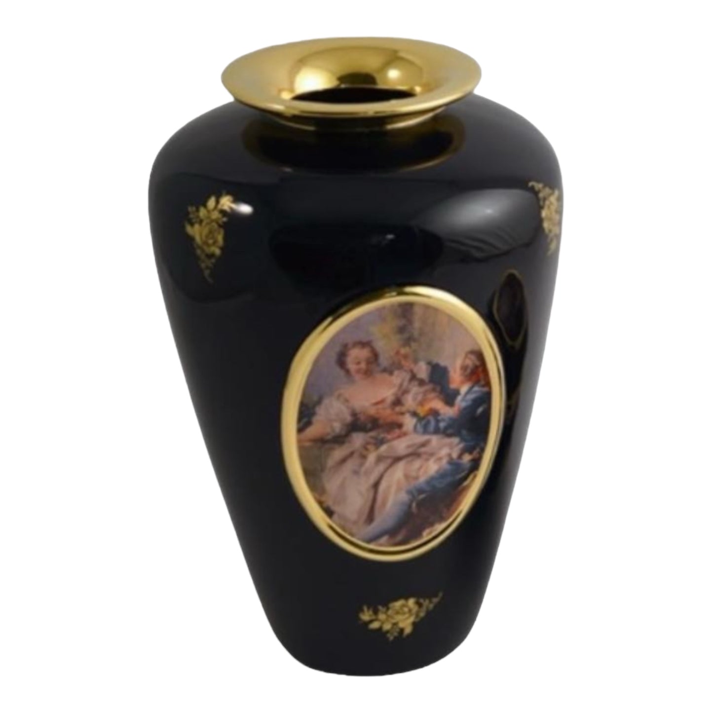 BC Limoge - Large Vase - Romeo&Juliet - Blue&Gold - 37x21 cm