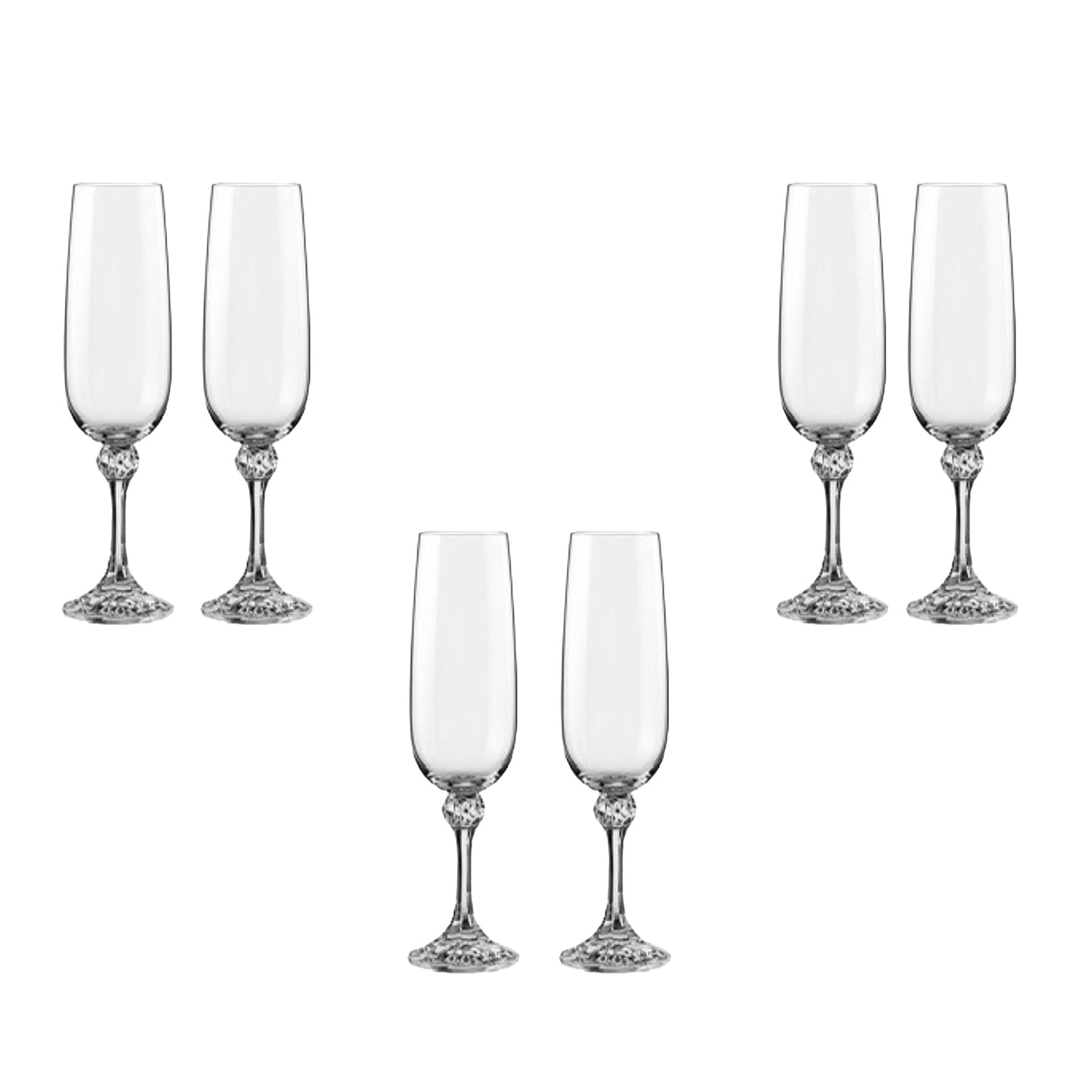 Bohemia Crystal - Flute Glass Set 6 Pcs