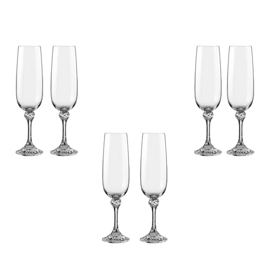 Bohemia Crystal - Flute Glass Set 6 Pcs