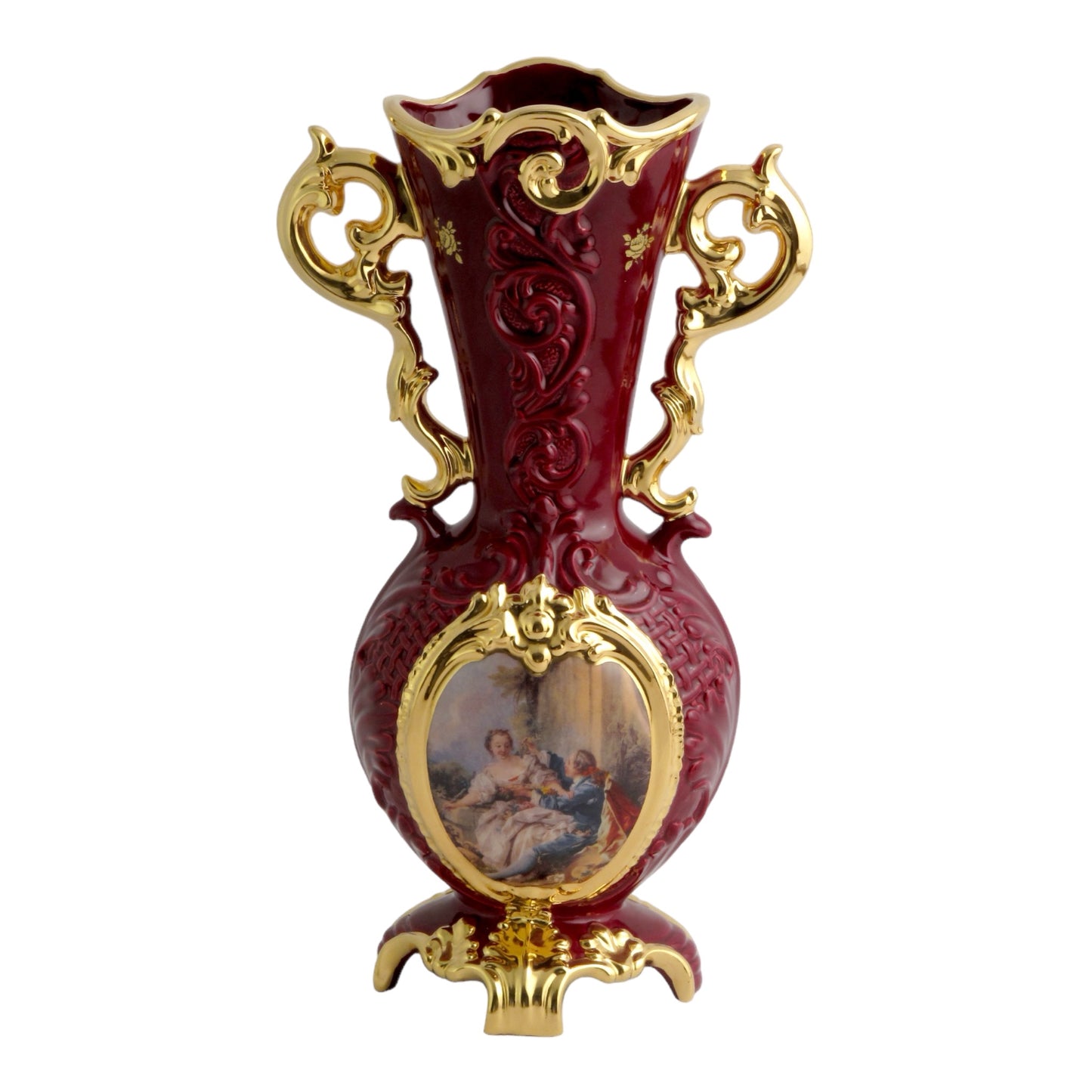 BC Limoge - Vase - Romeo&Juliet - Red&Gold - 42x22 cm