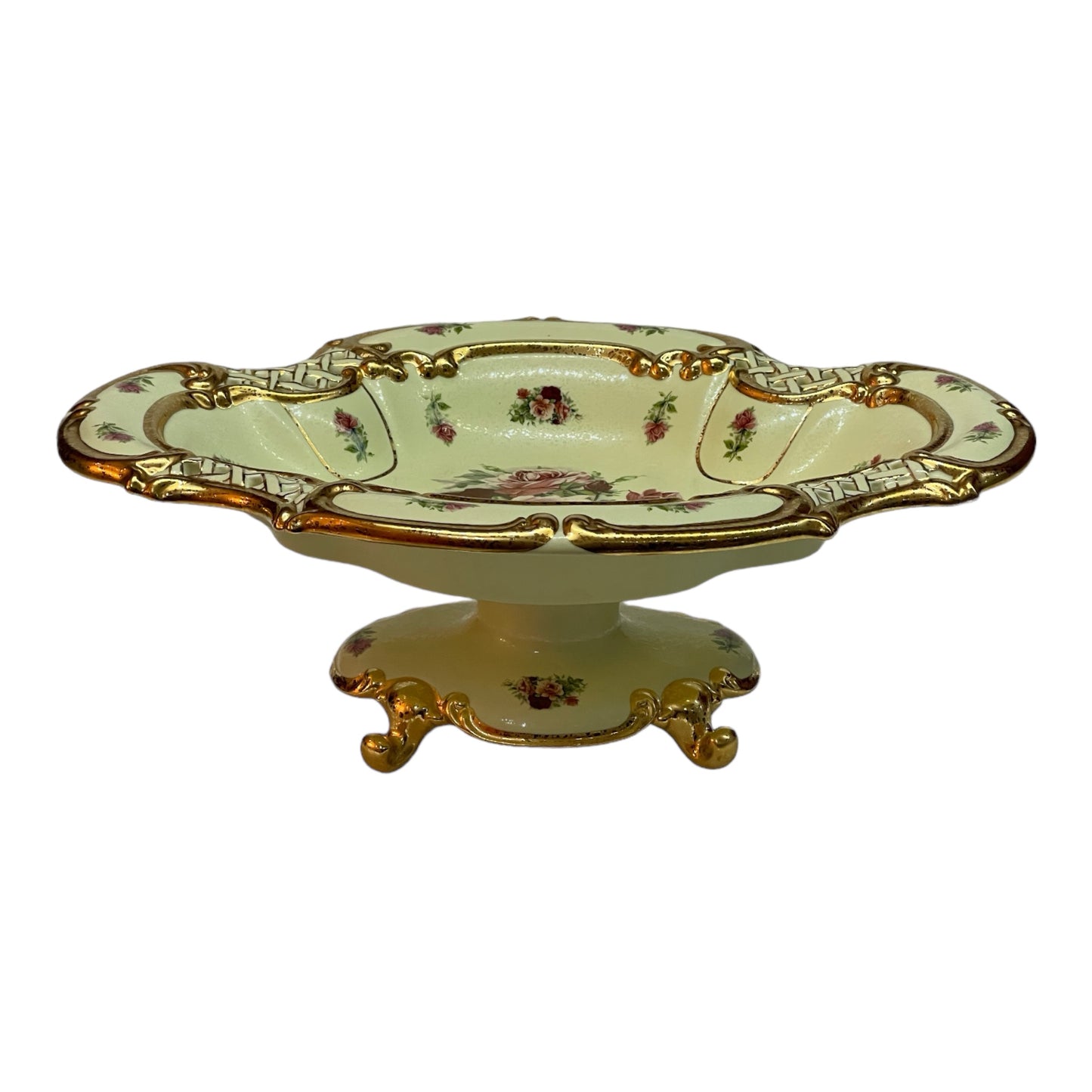 BC Limoge - Plate With Base - Flowers - Beige&Gold - 16x47 cm