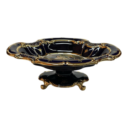 BC Limoge - Plate With Base - Romeo&Juliet - Blue&Gold - 16x47 cm