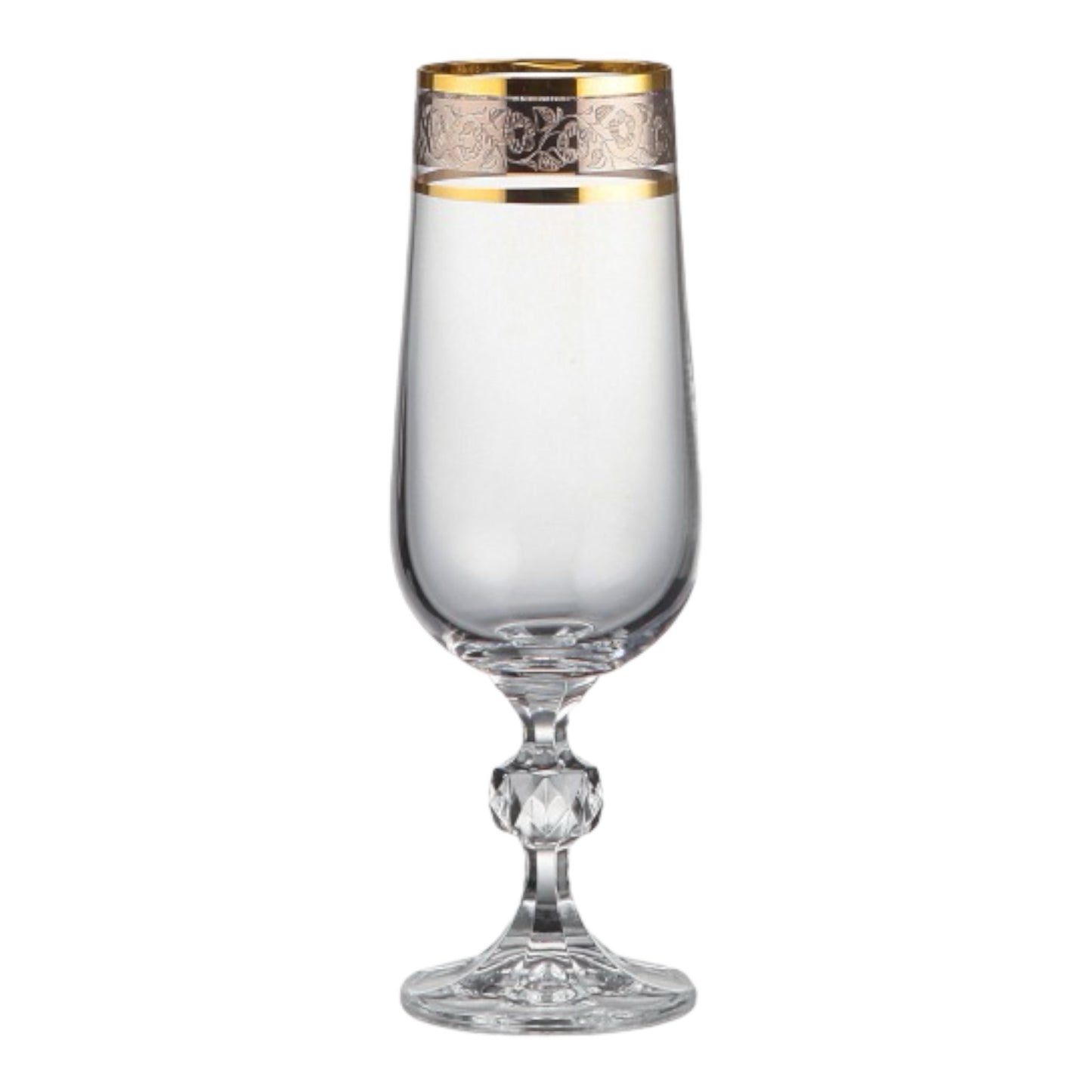 Bohemia Crystal - Flute Glass Set 6 Pcs - Silver&Gold