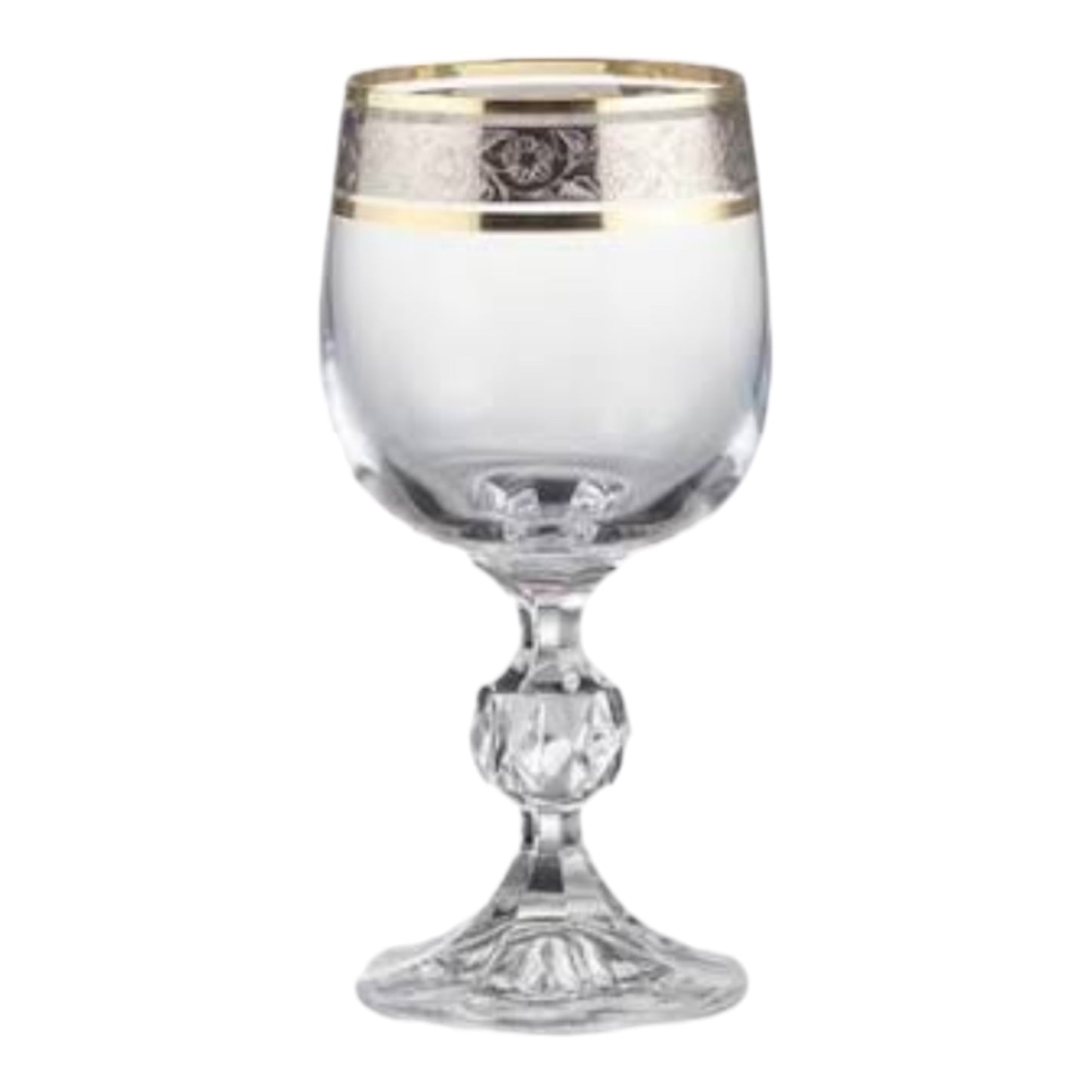 Bohemia Crystal - Goblet Glass Set 6 Pcs - Silver&Gold