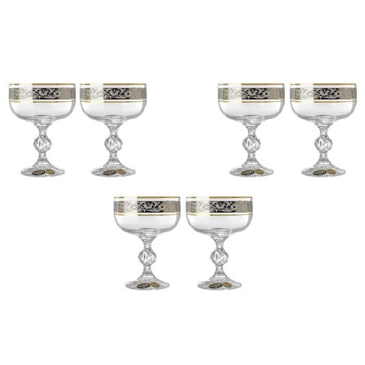 Bohemia Crystal - Cocktail Glass Set 6 Pcs - Silver&Gold