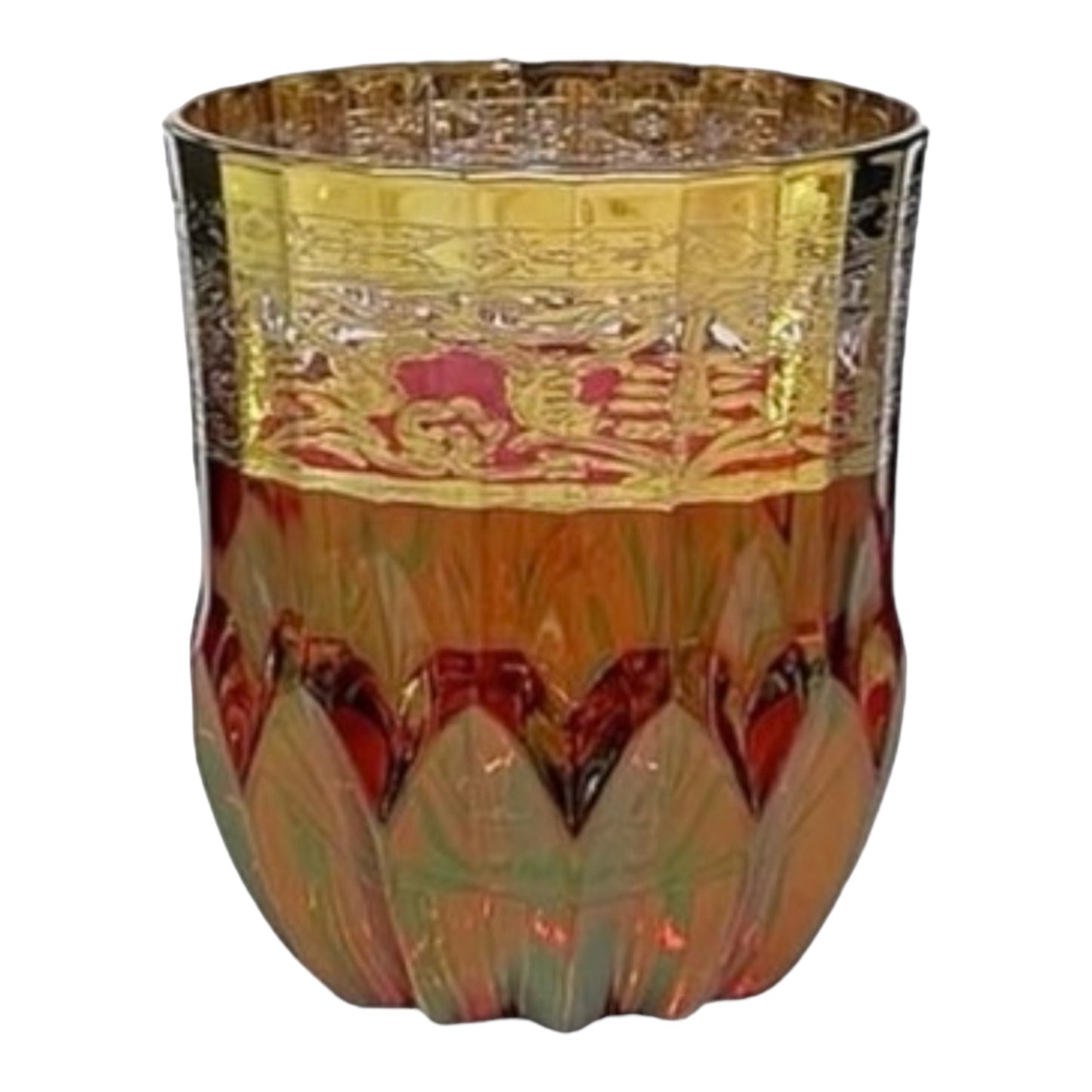 Italian Crystal - Tumbler Glass Set 6 Pcs - Red&Gold