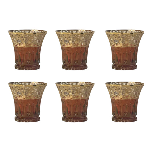 Italian Crystal - Tumbler Glass Set 6 Pcs - Red&Gold