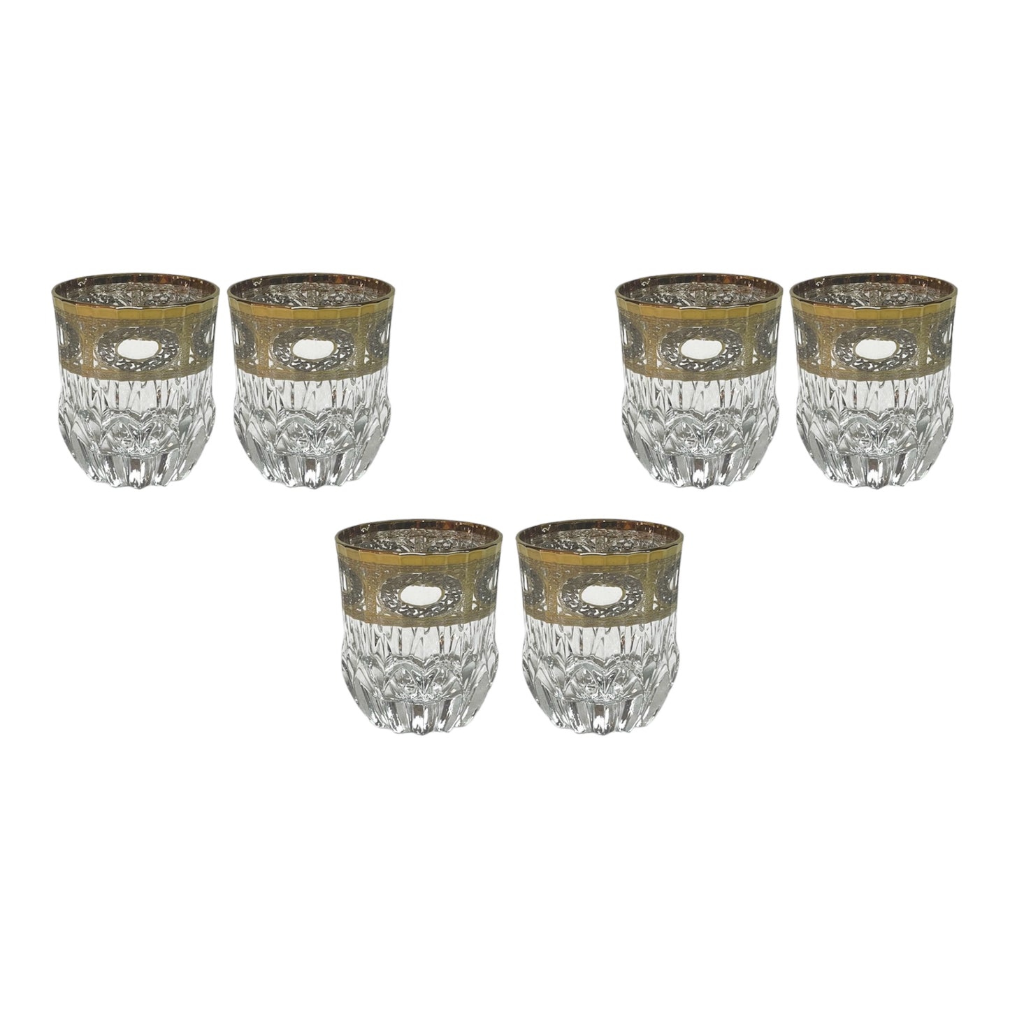 Italian Crystal - Tumbler Glass Set 6 Pcs - Gold&Silver