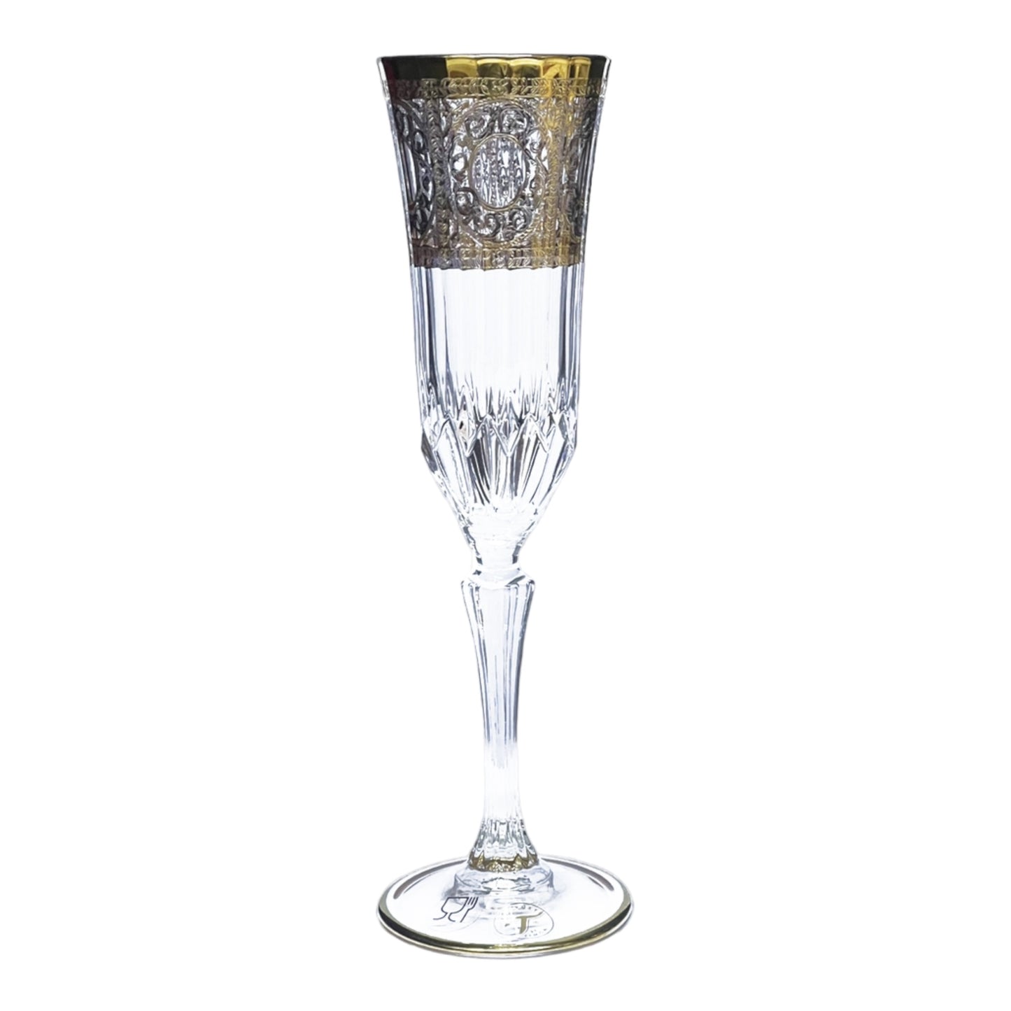 Italian Crystal - Flute Glass Set 6 Pcs - Gold&Silver