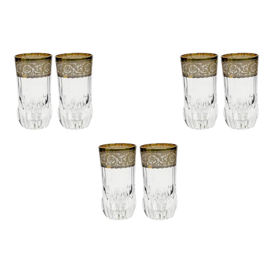 Italian Crystal  - Highball Glass Set 6 Pcs - Gold