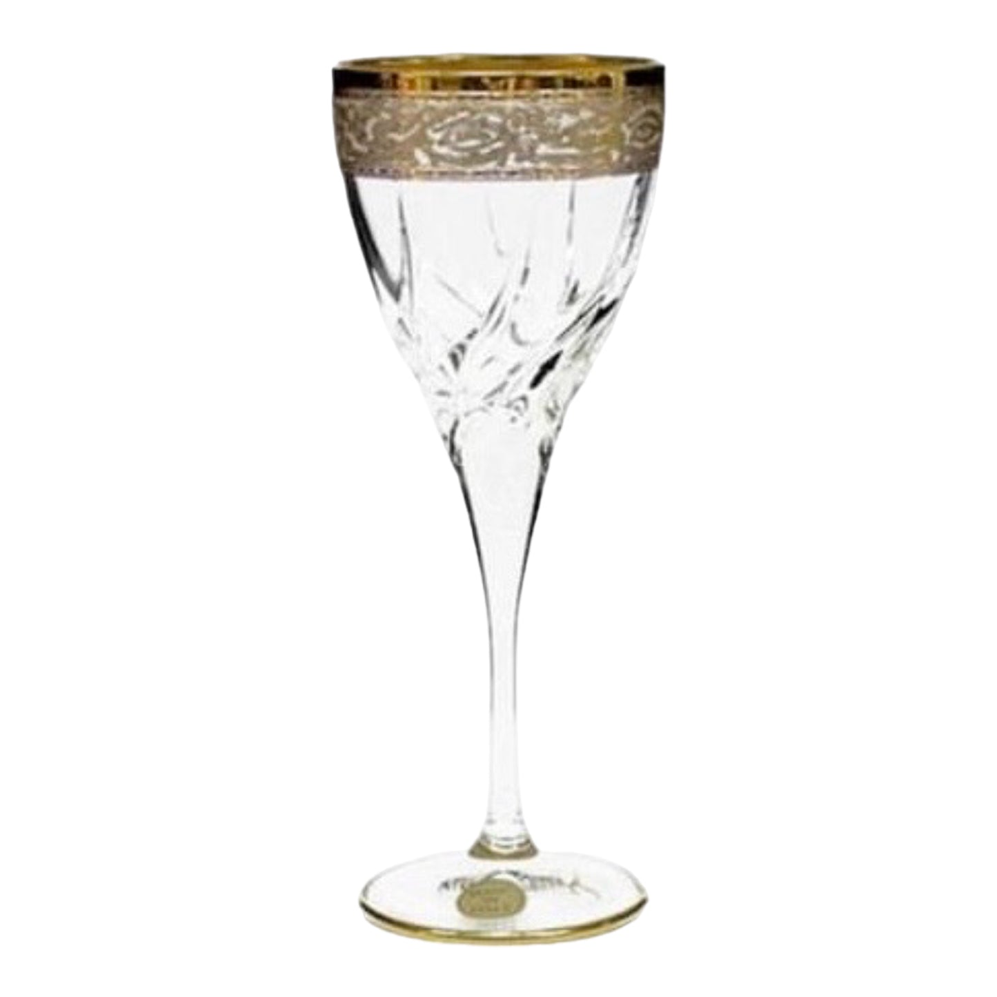 Italian Crystal - Goblet Glass Set 6 Pcs - Gold