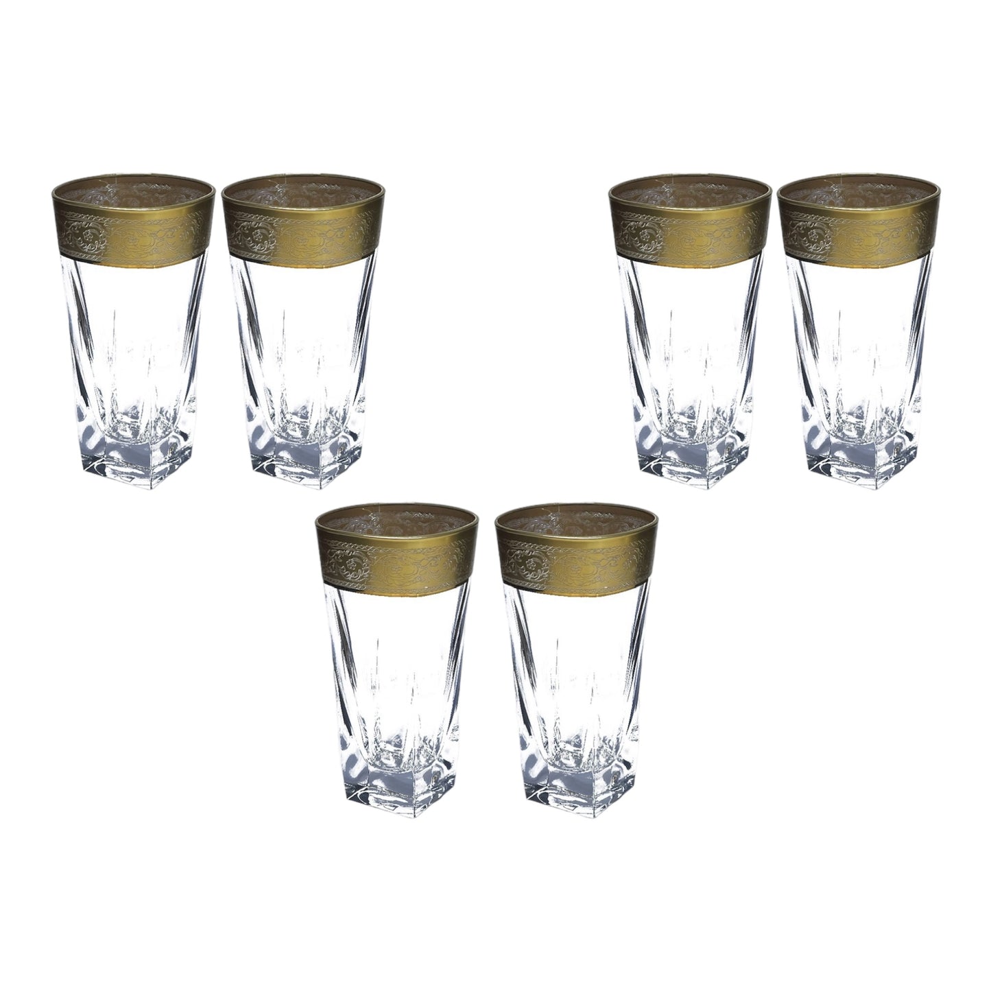 Italian Crystal - Highball Glass Set 6 Pcs - Gold Matte