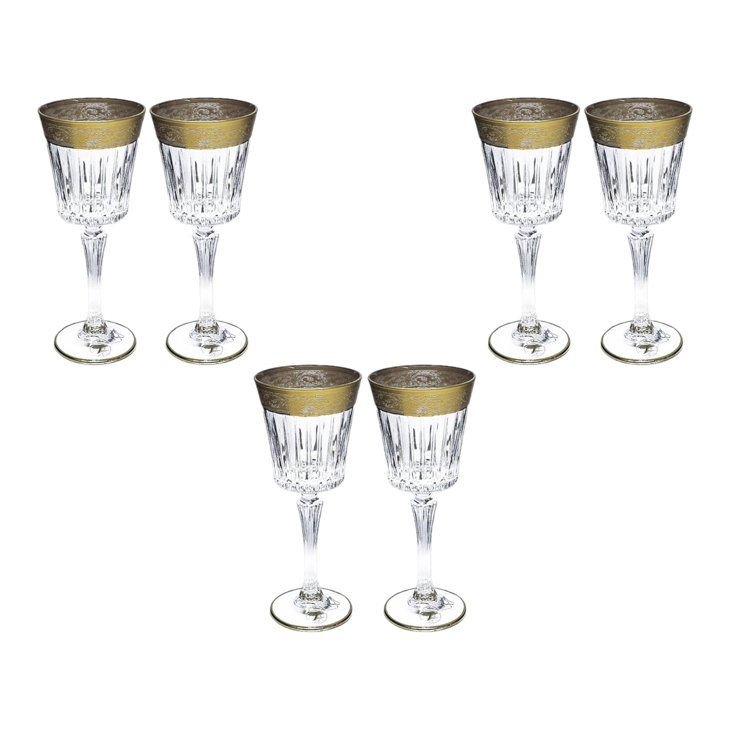 Italian Crystal - Goblet Glass Set 6 Pcs - Gold Matte