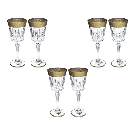 Italian Crystal - Goblet Glass Set 6 Pcs - Gold Matte