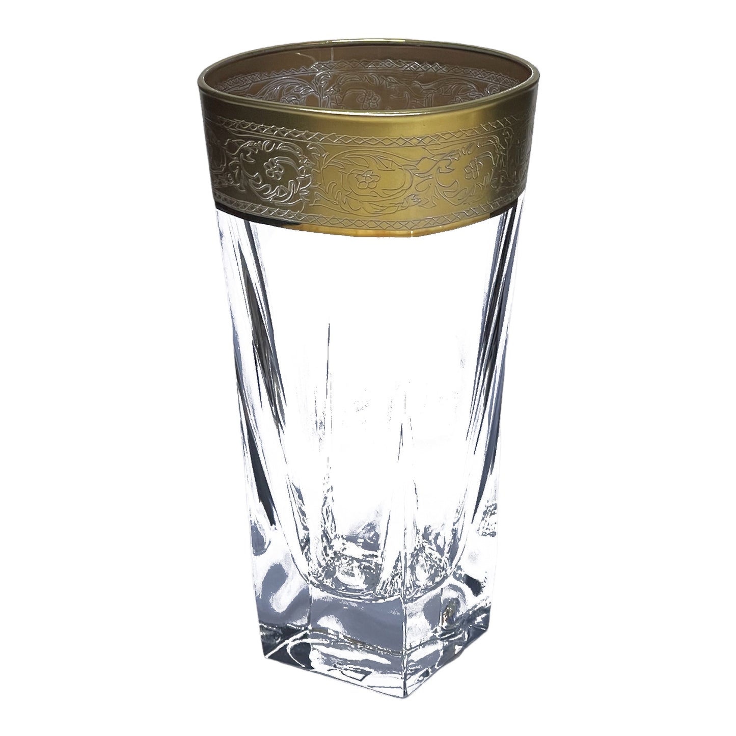 Italian Crystal - Highball Glass Set 6 Pcs - Gold Matte