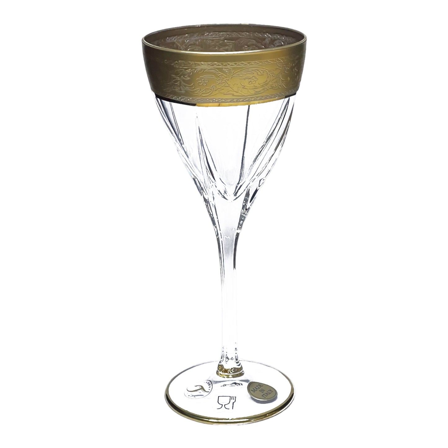 Italian Crystal - Goblet Glass Set 6 Pcs - Gold Matte