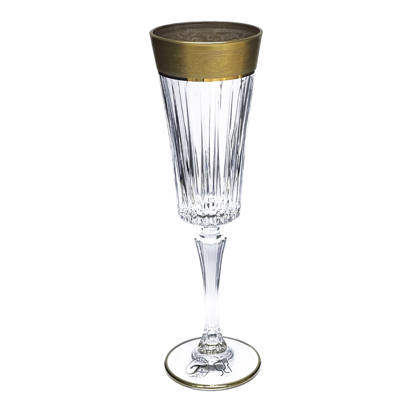 Italian Crystal - Flute Glass Set 6 Pcs - Gold Matte