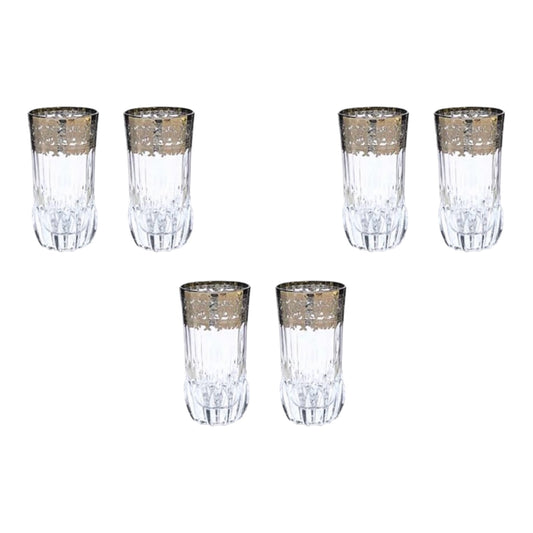 Italian Crystal - Highball Glass Set 6 Pcs - Silver